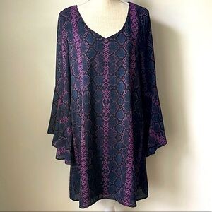 Peach Love California Long Sleeve Dress - Black and Purple